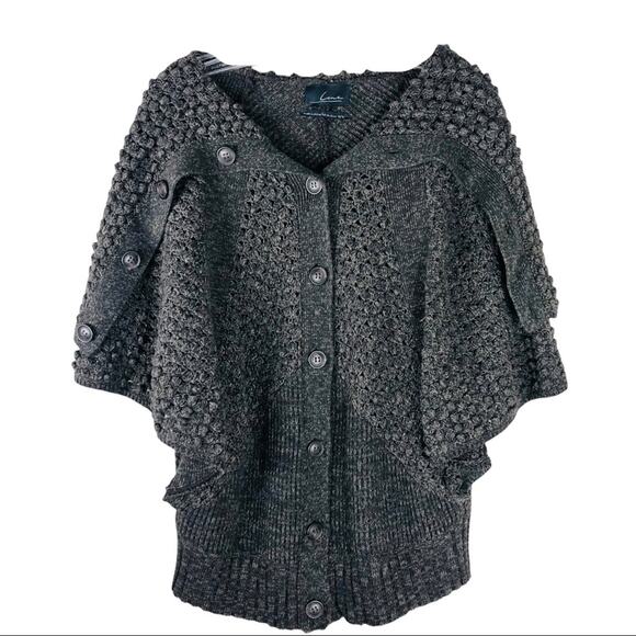 Line the Label brown popcorn ribbed button dolman short sleeve cardigan medium - Picture 1 of 10